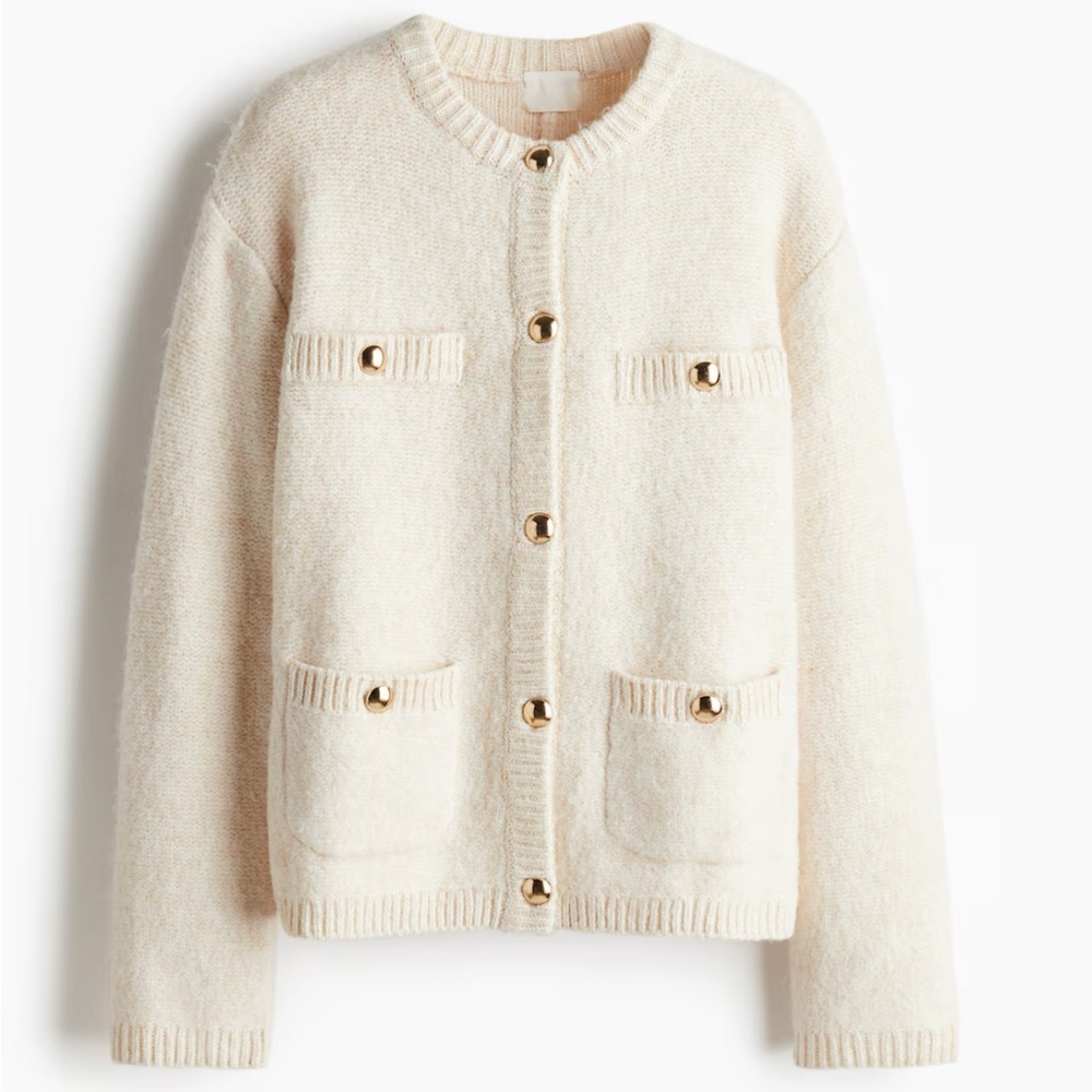 H&M Cream Knit Pocket Detail Cardigan